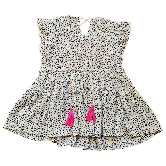 Anthropologie THMI Top Women XS Cheetah Embroidered Floral Peasant Blouse Pom - Picture 7 of 8